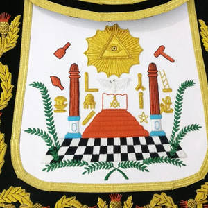 Masonic Grand Master Apron with <b>Gold</b> Bullion Adjustable Belt with Snack <b>Set</b> and Backing with Pocket with Best Quality Ronpex - Product Image 5