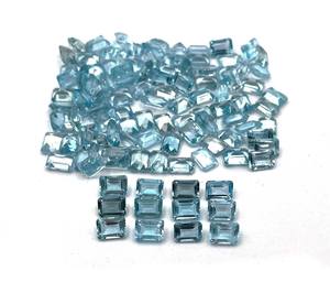 Topaze bleu ciel naturelle de qualité AAA, facettée, octogone, 7x5 mm, taille émeraude, pierre précieuse en vrac pour la fabrication de bijoux - Product Image 6