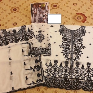 Traje de trabajo a mano de piedra bordado de gasa indio paquistaní, vestido Formal de fiesta de boda, vestido de Venta caliente - Product Image 4
