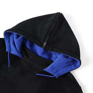 Sweat à capuche unisexe Zeta Black Prep en coton biologique, molleton épais, broderie chenille, doublure satinée, écologique, style universitaire, 300g - Product Image 4