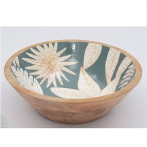 Bol en bois pour salade de fruits au design exclusif, casseroles, finition émaillée brillante, bol de service pour la décoration de la table, bol en bois - Product Image 2