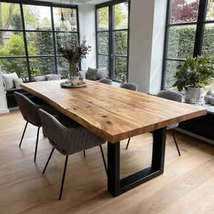 Custom Eco-Friendly Assembled Live Edge Modern Square <b>Dining</b> <b>Table</b> Solid Walnut Wood <b>Rustic</b> <b>Farmhouse</b> Luxury Apartment Home - Product Image 2