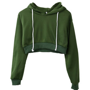 Sweat-shirt à capuche court pour femme en gros, vêtements de rue décontractés, coupe ample, devant, OEM ODM disponible - Product Image 3