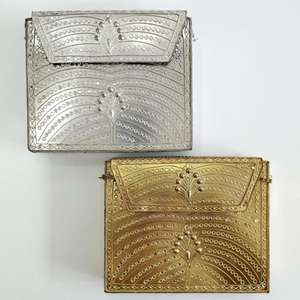 New Arrival Brass Metal Oxidized Silver <b>Clutch</b> Purse With Metallic Sling <b>for</b> <b>Wedding</b> Evening <b>Clutch</b> by HF CRAFT - Product Image 2