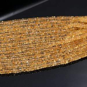 Citrine Smooth heishi 4.5-5มม. เครื่องซักผ้าลูกปัดคุณภาพ AAA 6.5พลอยธรรมชาติ ",13", strand. หินวันเกิด - Product Image 1