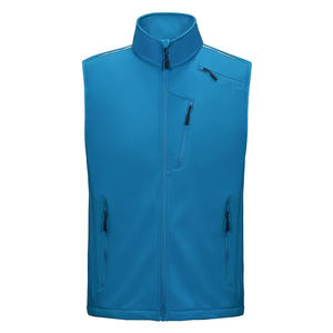 Gran oferta, chaleco Softshell para exteriores para hombres adultos, Color azul cielo, cuello levantado, cremallera, ropa informal, chaleco de carcasa suave con bolsillo con cremallera - Product Image 1