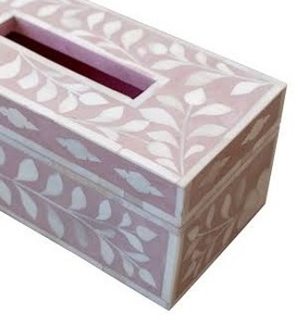Caja de pañuelos de madera con incrustaciones de hueso elegante hecha a mano para decoración del hogar de bodas e interiores modernos - Product Image 3