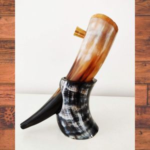 Corne à boire Viking en corne de boeuf écologique pour animaux traditionnels avec support tasse à bière nordique faite à la main - Product Image 6