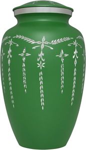 Urne funéraire verte Urne funéraire colorée en quatre options: Urne rose, verte, violette ou grise pour cendres humaines en aluminium de taille adulte - Product Image 2