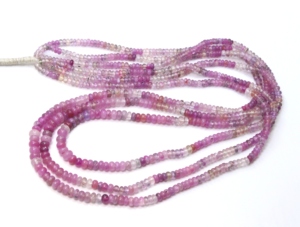<b>Pink</b> Sapphire Shaded Smooth Roundel Shape <b>Beads</b> Natural Sapphire Gemstones <b>Beads</b> 2X4MM length is 18''Inches Jewelry Making <b>Beads</b> - Product Image 3