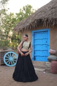 Nueva llegada Ropa Étnica atractiva de moda rayón Lehenga Choli & Koti con costura de volante estándar Trabajo Mujer moda - Product Image 3