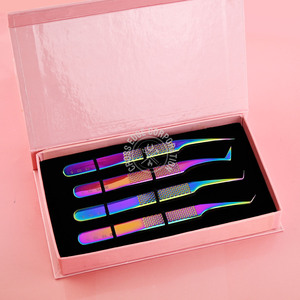 Pince à cils professionnelle en acier inoxydable à pointe en fibre pour volume intense, 45 et 90 degrés, pour extensions de cils, marque privée, vente en gros - Product Image 1