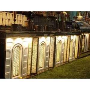 Comptoir de mariage à breloque étoilée Présentoir de buffet élégant en acier inoxydable avec lumières LED pour les fêtes de mariage - Product Image 5