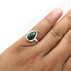 Bagues en argent sterling 925 unisexes belle opale noire naturelle véritable pierre de naissance de guérison pierres précieuses bagues de déclaration de luxe en vrac - Product Image 3