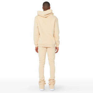 Conception personnalisée de haute qualité Ensemble de survêtement évasé en coton épais pour hommes Ensemble de survêtement sérigraphique épais en deux pièces - Product Image 2