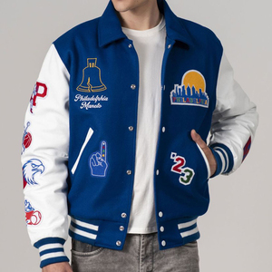 Veste universitaire OEM pour hommes avec support vêtements d'hiver vintage blouson de baseball Bomber avec logo brodé personnalisé pour hommes - Product Image 3