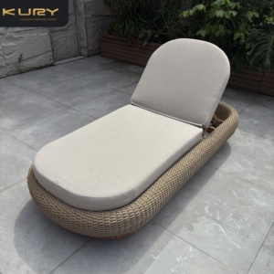 Chaise longue de jardin <span class=keywords><strong>en</strong></span> teck pour extérieur, lit de repos <span class=keywords><strong>en</strong></span> rotin, mobilier de terrasse <span class=keywords><strong>en</strong></span> bois - Product Image 1