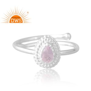 Meilleure vente argent naturel Rose Qurtaz bague en pierres précieuses bijoux personnalisés pour les femmes cadeau pour elle - Product Image 3