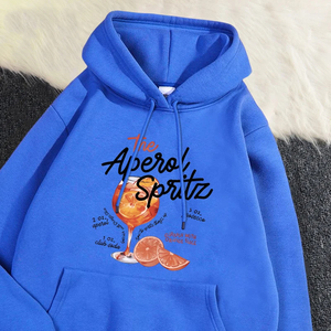 Aperol Spritz Retro <b>Cocktail</b> <b>Printed</b> Winter Woman's Hoodie Warm Fleece Pullover with Loose Pocket Front Logo Kawaii Sportswear - Product Image 2
