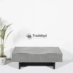 Table basse console en incrustation d'os de style bohème meuble décoratif fait à la main par Tradebyd - Product Image 2
