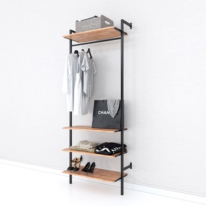 KQA68055 Perchero de pie plegable de madera con estructura alta de hierro para armario y tienda de ropa, material de acero inoxidable - Product Image 2