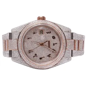 Topkwaliteit Klassieke Arabische Wijzerplaat Vvvs Moissanite Horloge Buste Down Ijskoude Hiphop Automatische Machine Luxe Horloge