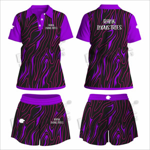 ชุดเสื้อโปโลและกางเกงขาสั้นสำหรับผู้หญิงชุดเสื้อโปโลและกางเกงขาสั้นพิมพ์โลโก้ได้ตามต้องการ - Product Image 3