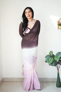 FULPARI READY to WEAR <b>INDIAN</b> GEORGETTE SAREE WITH BEAUTIFUL PRINT and UNSTICH BLOUSE - Product Image 6