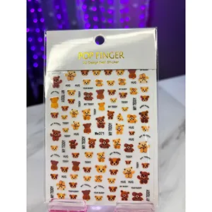 Adesivi per Unghie BEAR Kawaii 3D a Forma di Cuore, Autoadesivi in Resina e Plastica per Design Primaverile alla Moda Fai-da-Te - Product Image 1