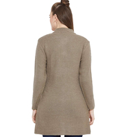Cárdigan de punto trenzado largo y ajustado para mujer, mezcla de lana, cálido, para invierno, con logo frontal y manga completa