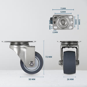 Roue pivotante en acier inoxydable 304 de 2 pouces avec plaque supérieure pivotante en caoutchouc TPR pour chariot de cuisine et étagère - Product Image 2