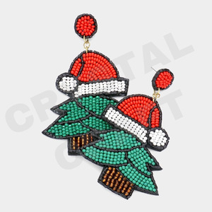 Boucles d'oreilles perlées de créateur de verre à vin pour les femmes patriotique Memorial Day Orange blanc bleu couleur tissu matériel - Product Image 6