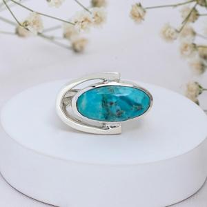 Mohave <b>Turquoise</b> <b>Ring</b> 925 Sterling Silver Blue Gemstone Statement <b>Ring</b> Handmade Jewelry Unique Gift for Her Elegant Bohemian - Product Image 2