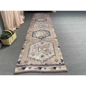 3x11.5 ft Turkish Rug, Herki Rug, <b>Brown</b> Ombr Rug <b>Wool</b> - Product Image 4