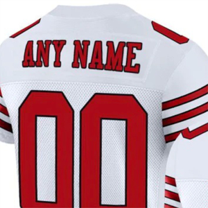 Nuevo personalizado al por mayor blanco rojo malla auténtico gradiente forma cuadrada bandera fútbol Jersey personalizado fútbol americano Jersey - Product Image 5
