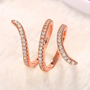Anillo Geométrico de Oro Blanco, Amarillo y Rosa con Diamante Cultivado en Laboratorio VVS1, Diseño Serpiente Delicado, para Mujer, Regalo de Promesa, Venta al Por Mayor - Product Image 1
