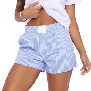 Shorts en coton à carreaux tendance d'été, amples, décontractés, taille élastique, pantalon de pyjama, motif tendance - Product Image 1