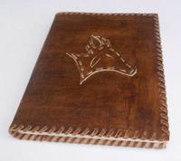 Carnet de notes personnalisé en cuir véritable grand format A5 avec pochette, style vintage antique, idéal pour offrir