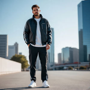 Ensemble deux pièces coupe-vent en nylon 100% pour hommes, combinaison de pluie noire personnalisée, coupe-vent de montagne, survêtement pour hommes - Product Image 3