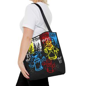 Borsa Tote con Motivo Artistico 'Vibrant Paint Brush Strokes' e 'Don't Drip on Me', Chiusura Aperta, Fodera in Tela - Product Image 4