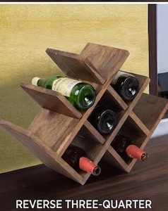 ชั้นวางไวน์ไม้สไตล์โมเดิร์นพร้อมที่เก็บขวดสำหรับตกแต่งบ้านและบาร์ - Product Image 3