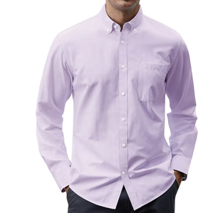 Personnalisé kaki gris hommes chemise décontractée Offre Spéciale à manches longues coton couleur unie grande taille lâche revers conception - Product Image 4