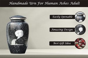 Adult Cremation Urns for Male/Female Funeral Urn for Human Ashes Decorative Urns for Ashes <b>Large</b> <b>Keepsake</b> <b>Box</b> (Black) - Product Image 2