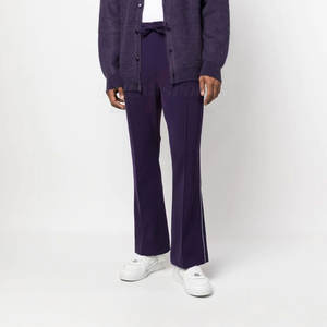 Pantalon évasé slim pour homme en coton et polyester léger, taille élastique tendance, coupe droite, style empilé mi-hauteur - Product Image 2