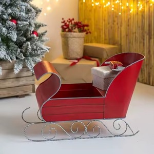 Trineo de Navidad de Metal decorativo, adorno de vacaciones de mesa, trineo Vintage rústico para decoración navideña del hogar - Product Image 4