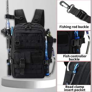 Sac à dos de pêche et sac de rangement pour matériel avec porte-canne pour la pêche au bar et au requin - Sangle d'épaule durable à séchage rapide - Product Image 3