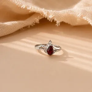 Scarlet Flame Garnet Adjustable <b>Gold</b>-Plated Brass Fashion <b>Ring</b> - Product Image 4