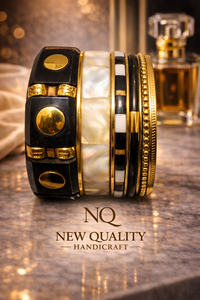 Premium Black Gold <b>Bangle</b> <b>Set</b> – Resin & Alloy Stack Bracelets with Rhinestones for Women, Trendy Fashion Jewelry Wholesale - Product Image 6