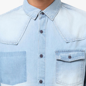 Camisa vaquera de algodón a la moda informal a precios económicos al por mayor/ropa de calle camisas vaqueras personalizadas con impresión de logotipo para hombre - Product Image 5