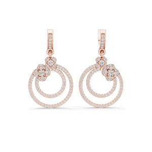 Pendientes Florales de Doble Aro con Diamantes de Laboratorio de 1.084 CT, Corte Brillante Redondo, Oro de 10KT, 14KT, 18KT y Plata 925, Oro Rosa, Amarillo - Product Image 3